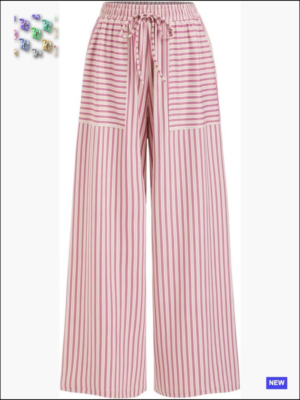 Wide Leg Palazzo Pants High Waisted Flowy Lounge Drawstring Pockets Y2K
